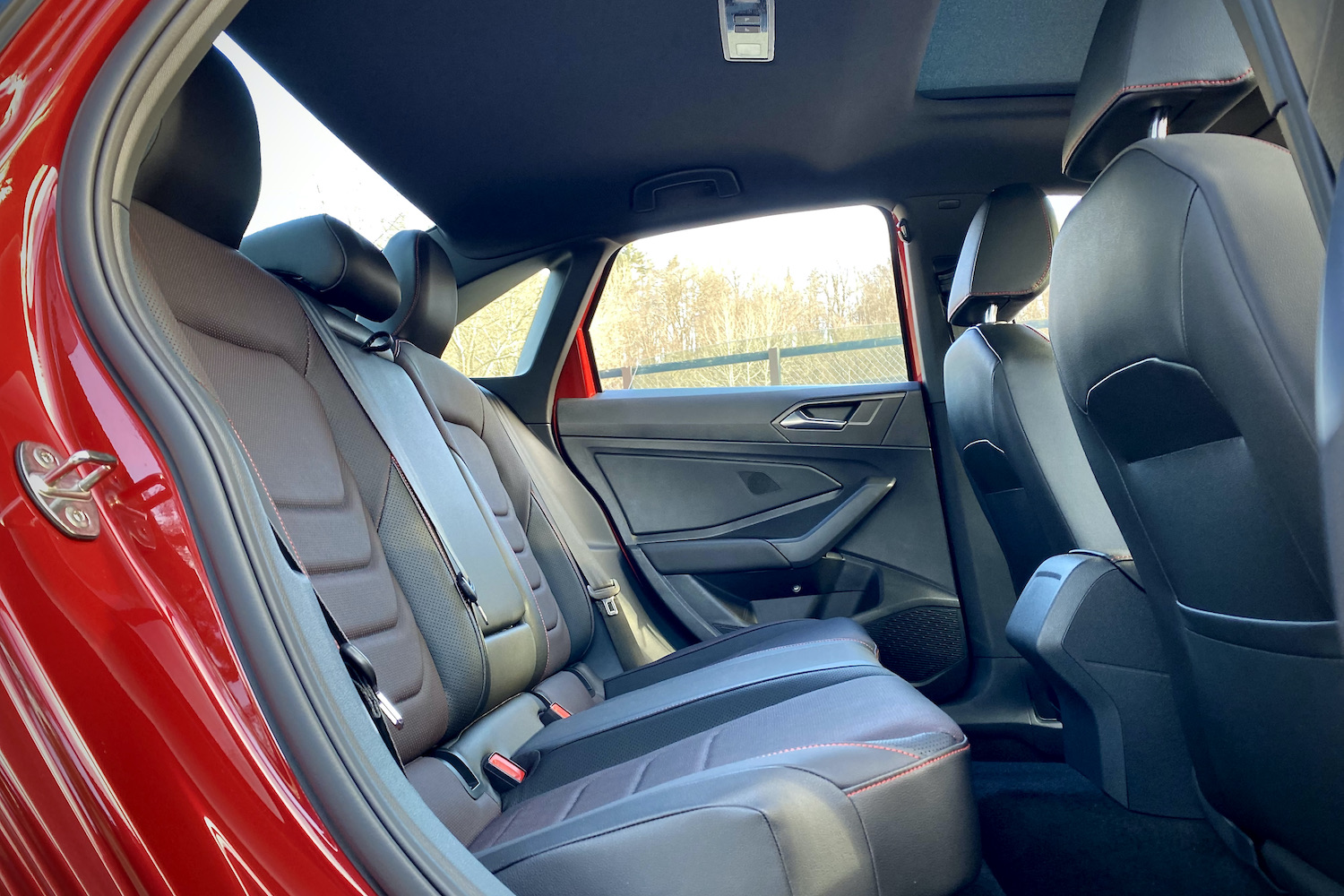 2022 Volkswagen Jetta GLI rear seats from the passenger side.