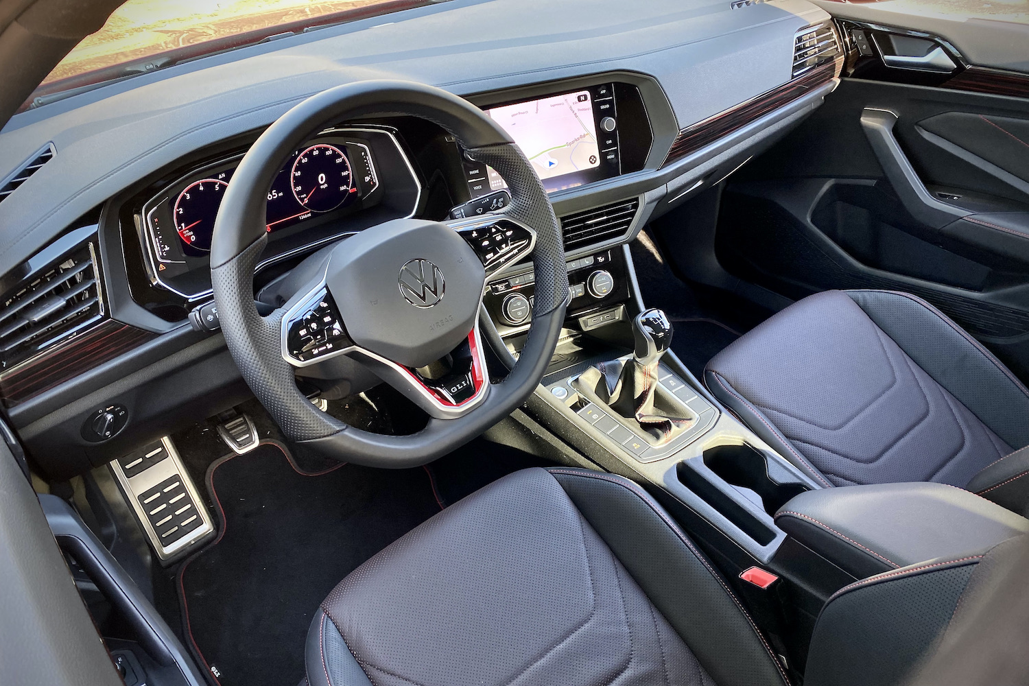 2022 Volkswagen Jetta GLI overhead of steering wheel from outside.