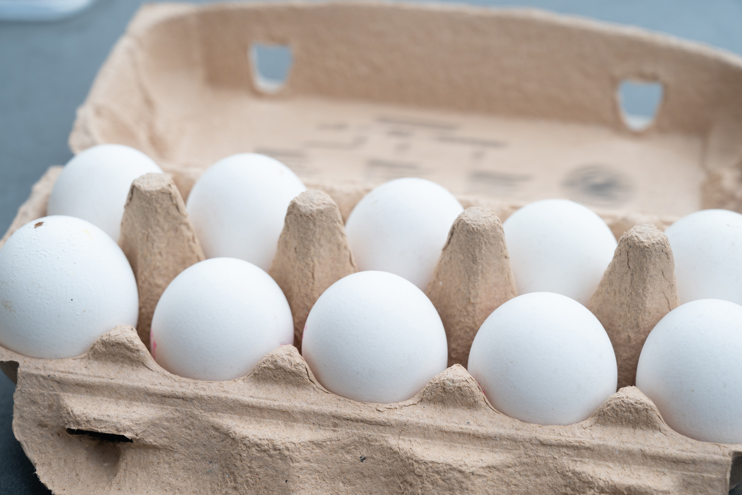 White eggs in an egg carton
