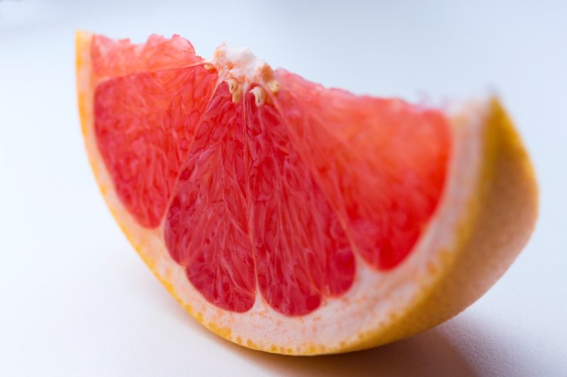 Slice of ruby red grapefruit