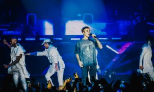 Justin Bieber performing in Kraków, Poland during the Purpose World Tour in 2016.