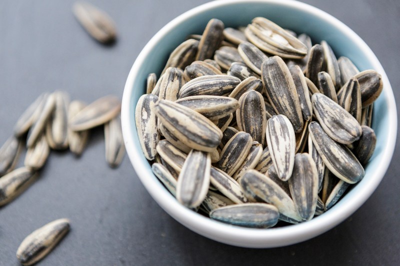 A bowl of sunflower seeds.