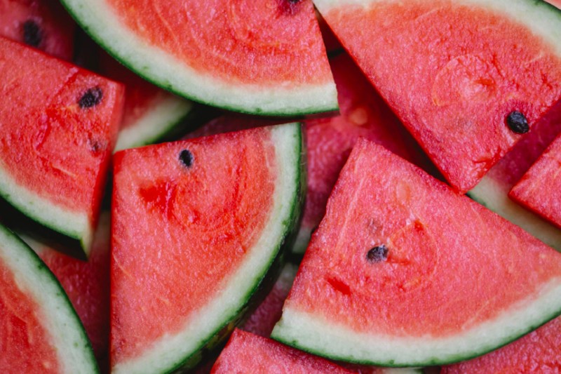 A close-up of watermelon slices.