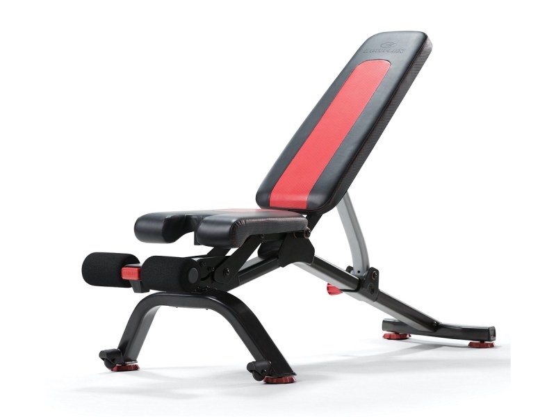 The Bowflex 5.1S Stowable Bench in one of its six positions.