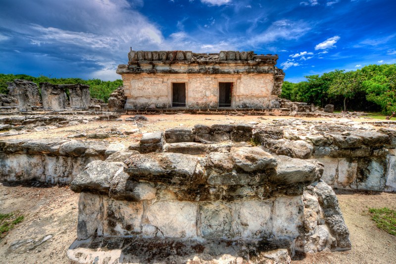 The ruins at El Rey Zona Arqueologica in Cancun, Mexico.