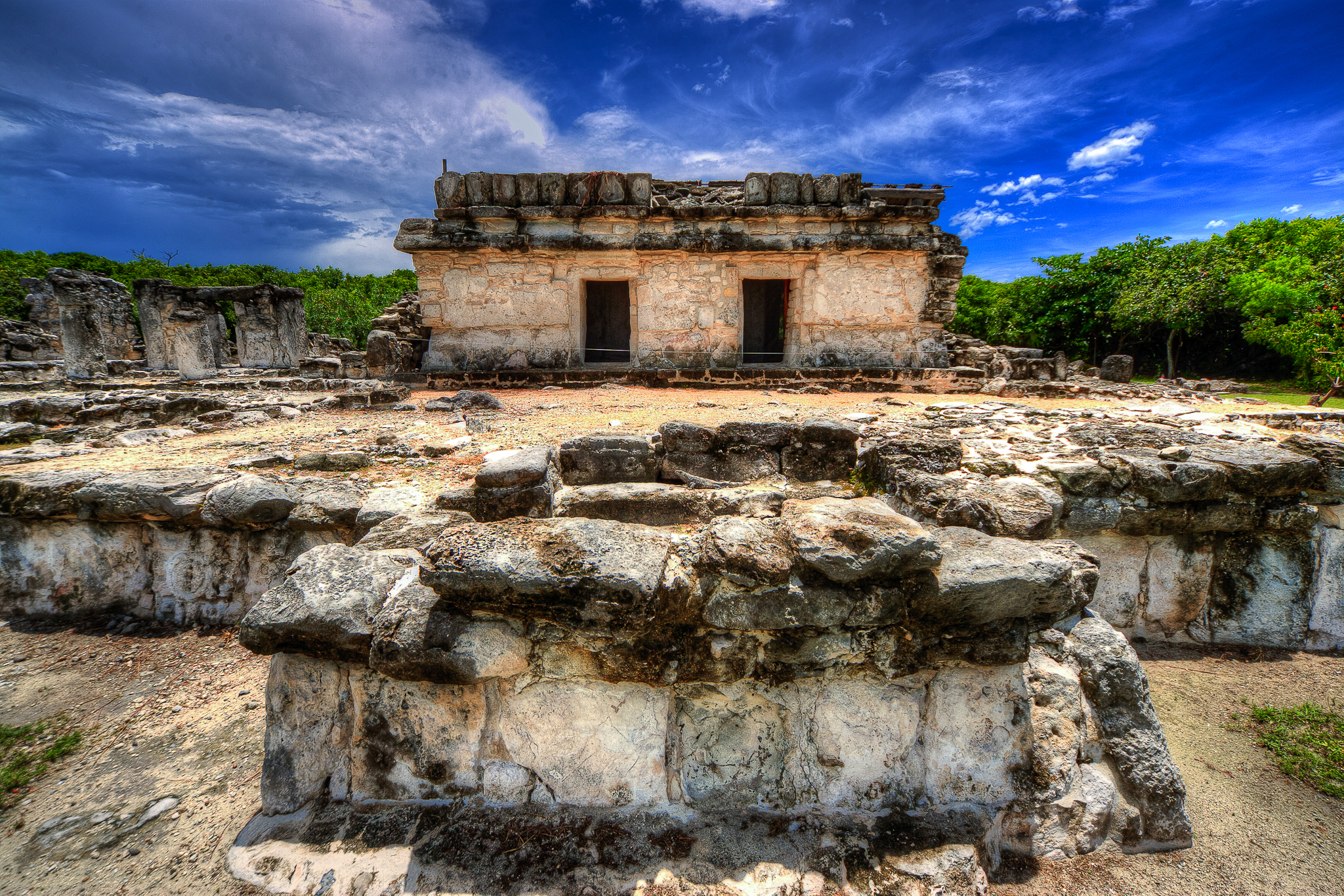 The ruins at El Rey Zona Arqueologica in Cancun, Mexico.