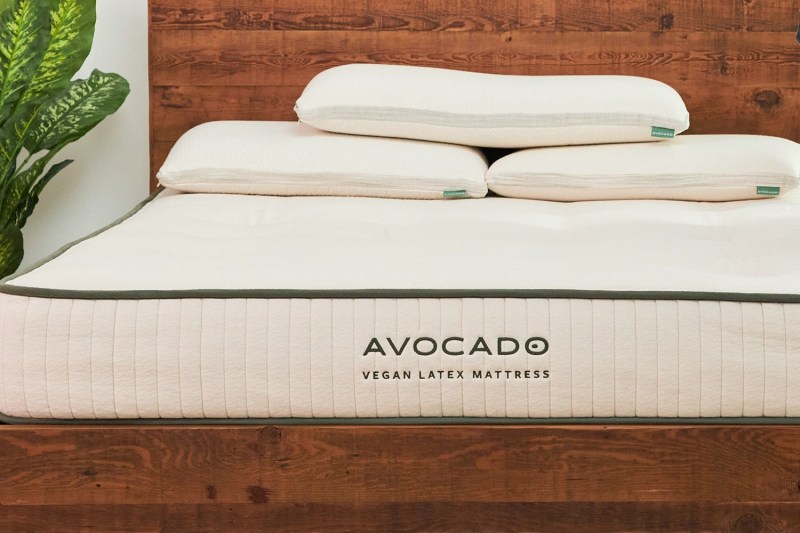 The Avocado Vegan Latex mattress in a bedroom.