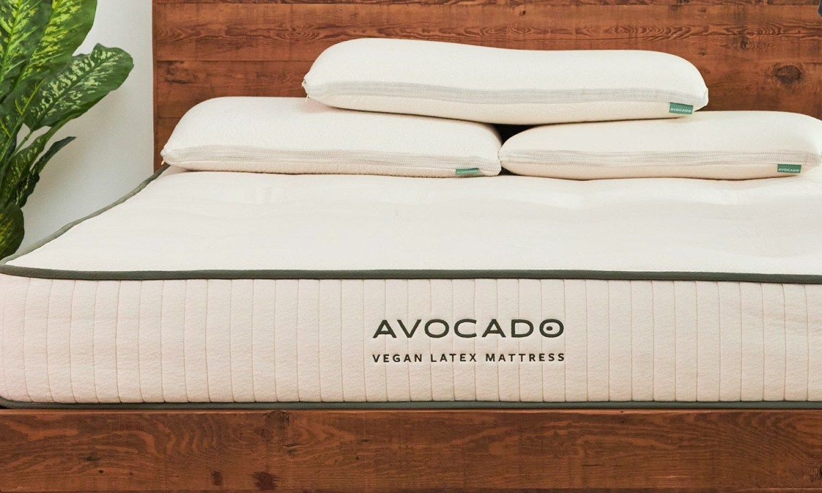 The Avocado Vegan Latex mattress in a bedroom.