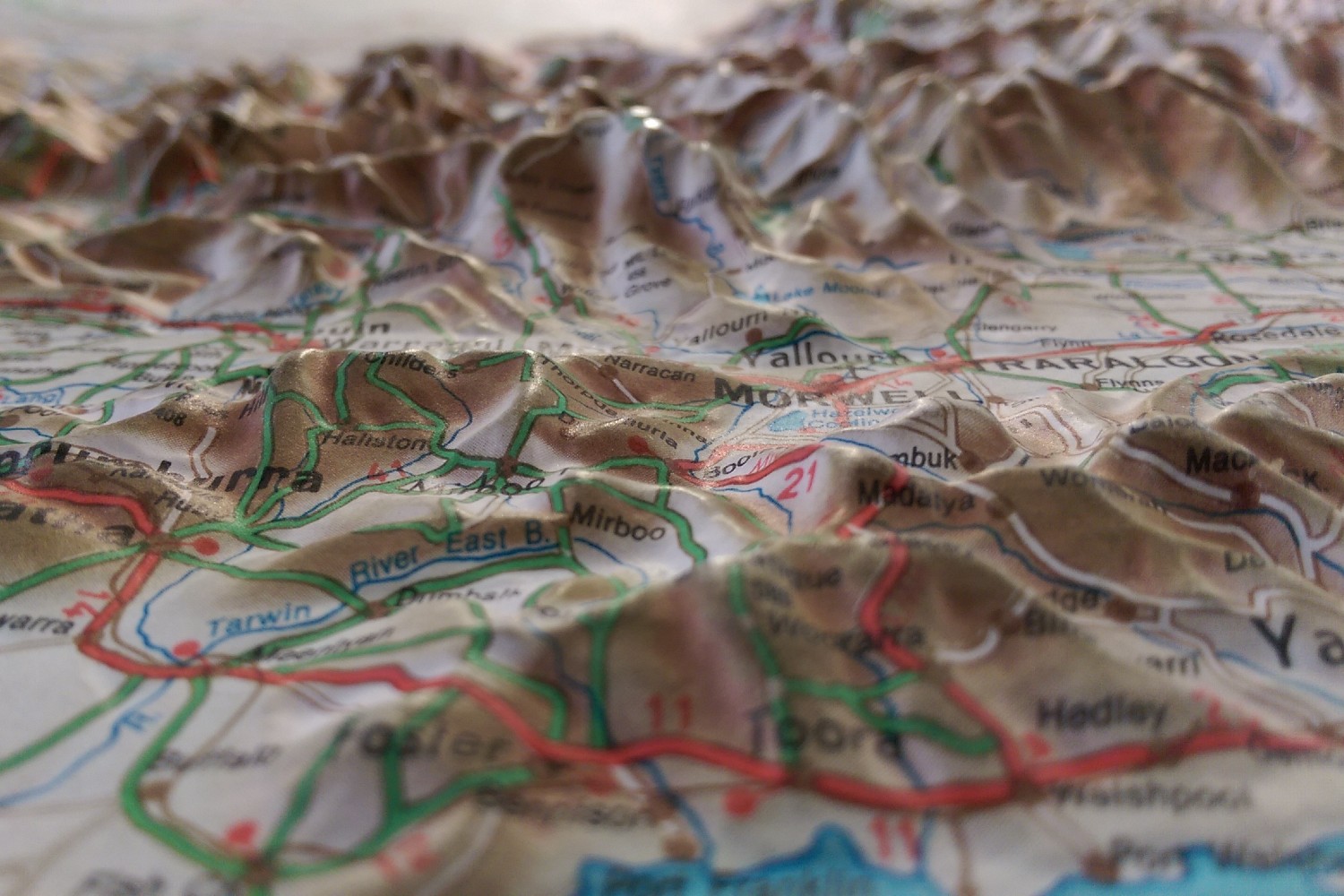 A three-dimensional topographic map.