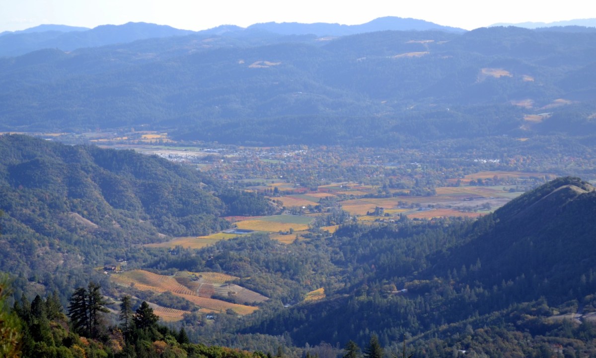 The view of Napa Valley from Mount Saint Helena near Calistoga, California.