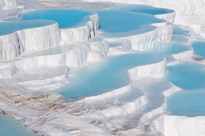 A beautiful array of blue thermal pools.