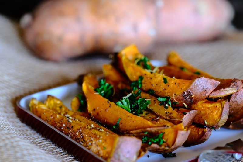 Sweet potato wedges.