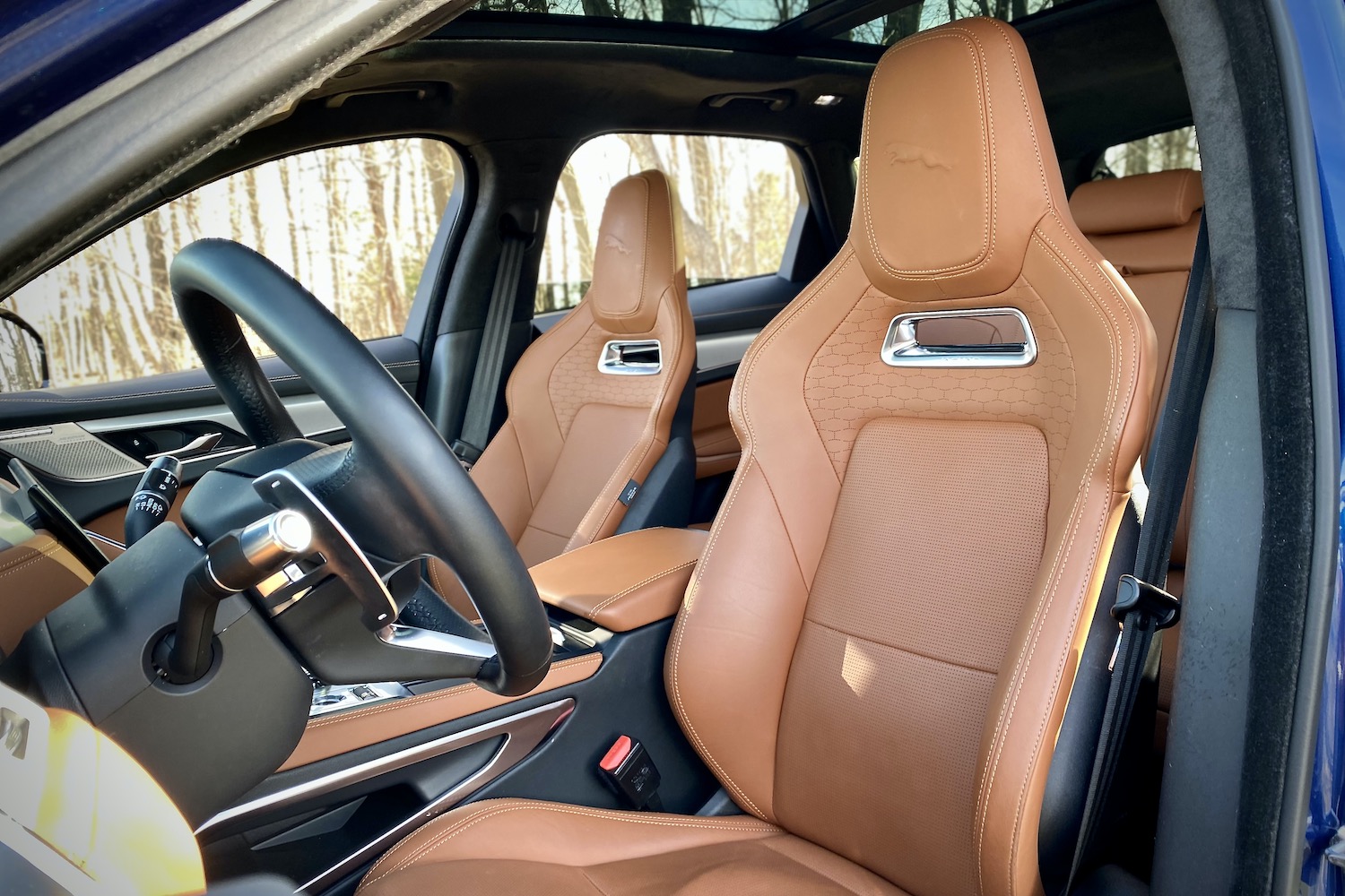 Front driver's seat in 2022 Jaguar F-Pace R Dynamic S from outside.