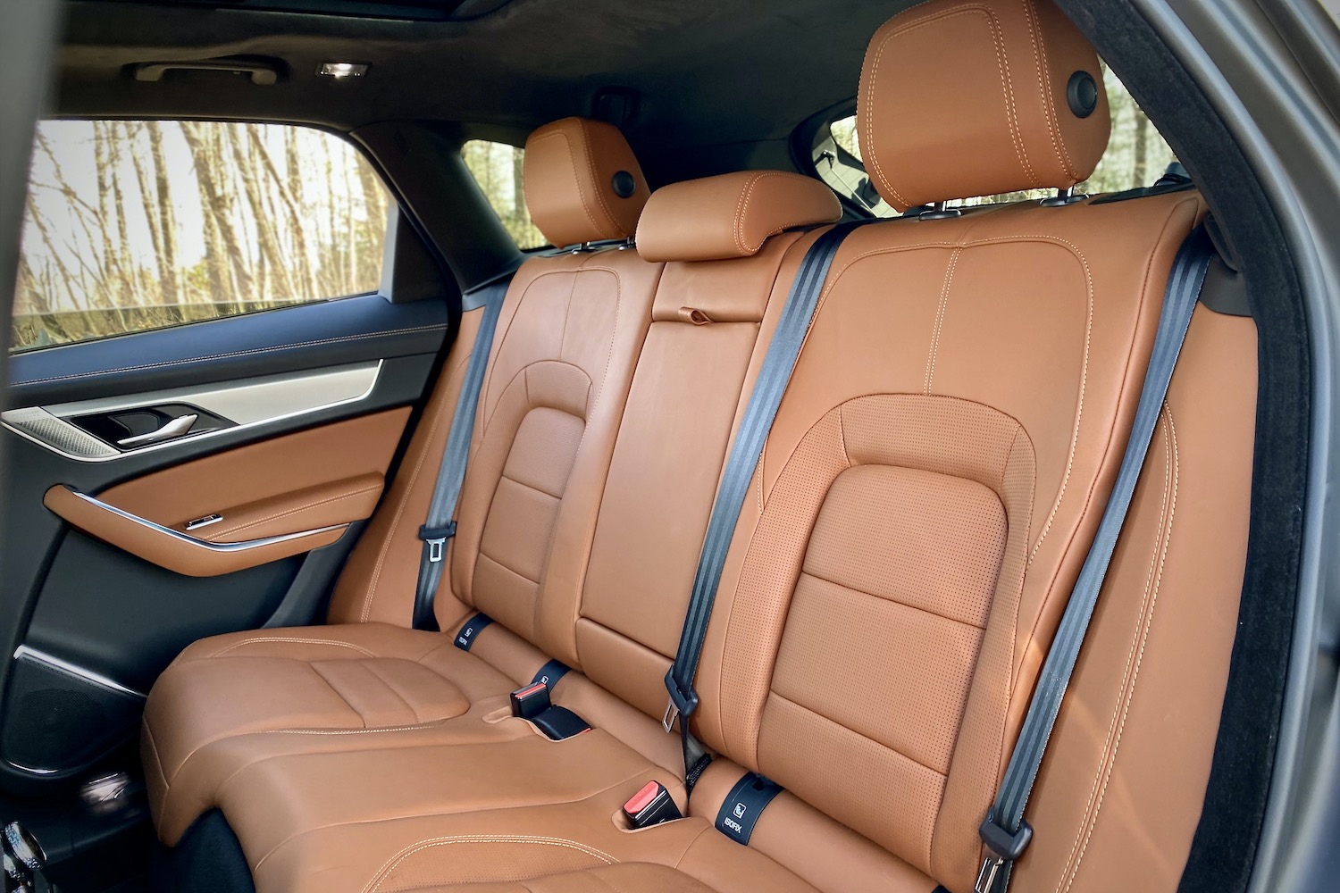 Rear seats in 2022 Jaguar F-Pace R Dynamic S from driver's side.