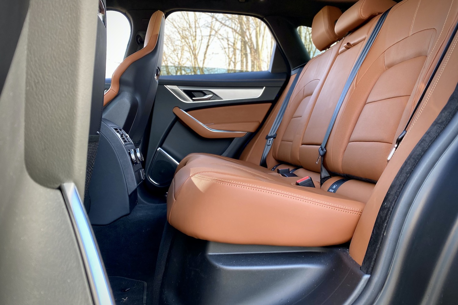Rear seats in 2022 Jaguar F-Pace R Dynamic S from driver's side.