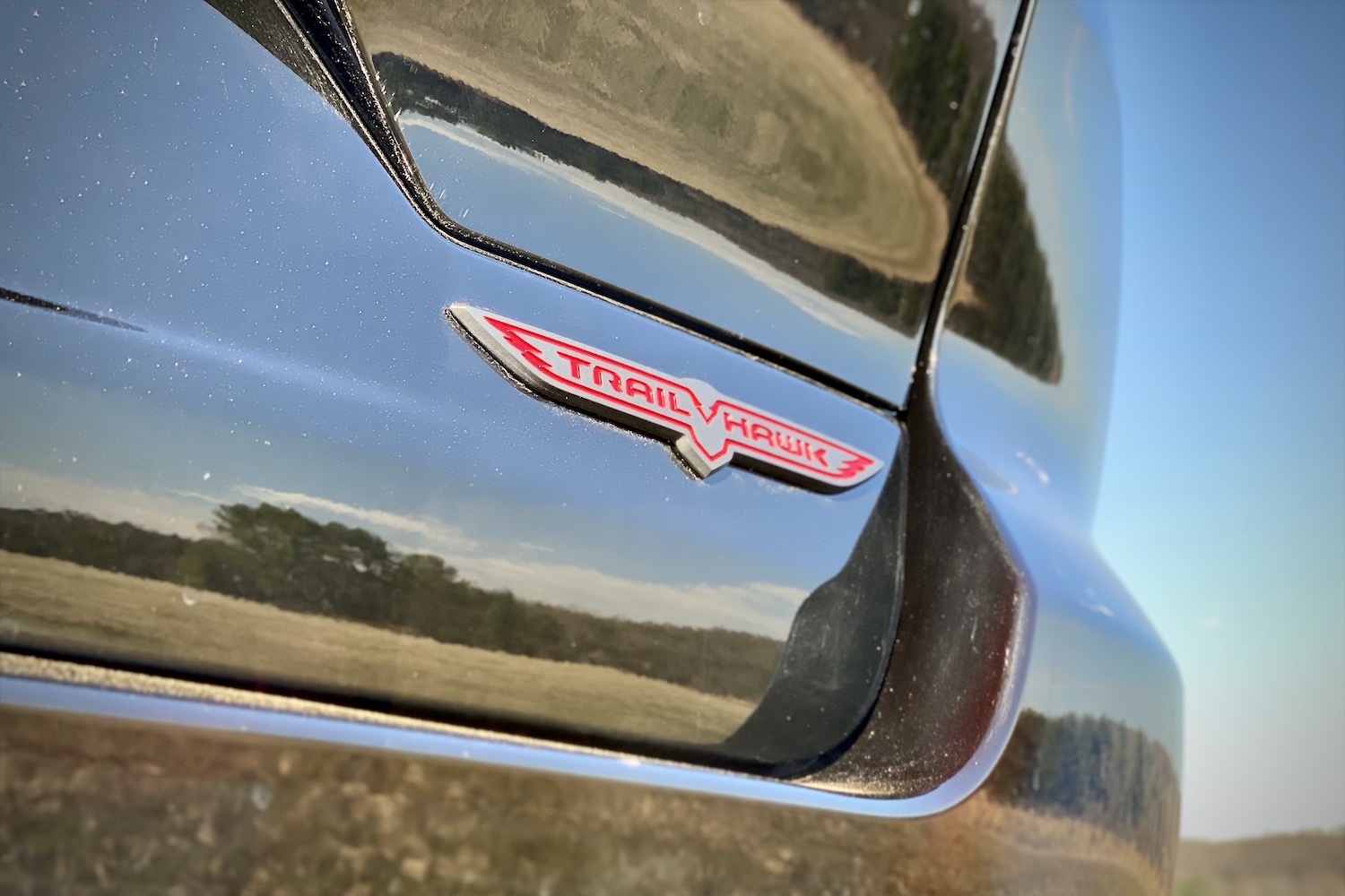 Trailhawk badge on the 2022 Jeep Grand Cherokee Trailhawk on the liftgate.