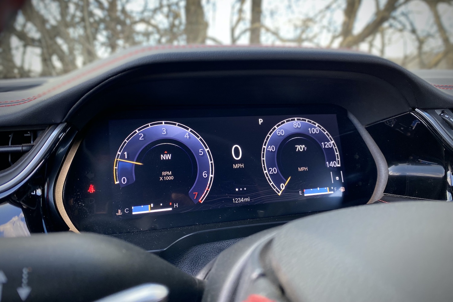 Digital instrument cluster in 2022 Jeep Grand Cherokee Trailhawk.