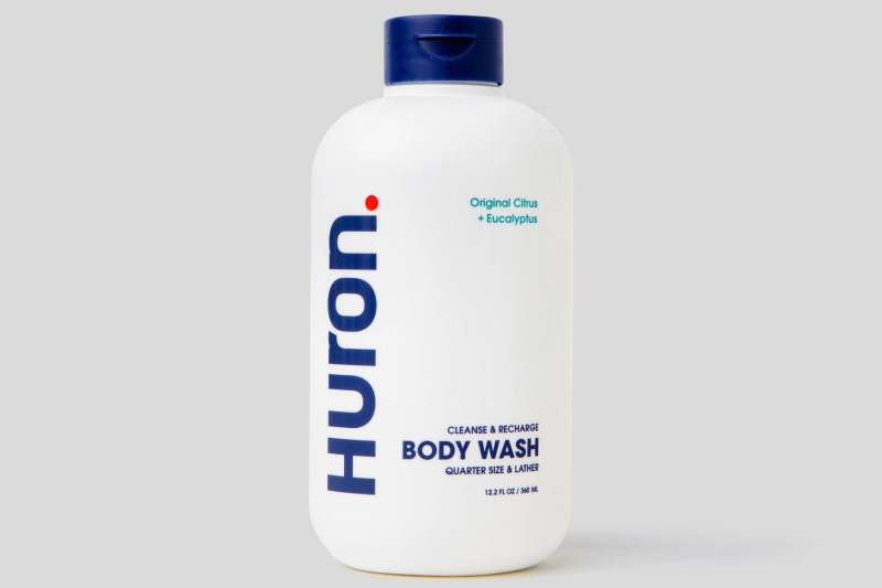 A bottle of Huron body wash.