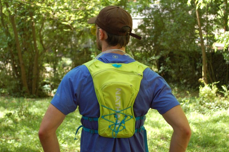 Nathan Quickstart 2.0 6L hydration vest from the back.