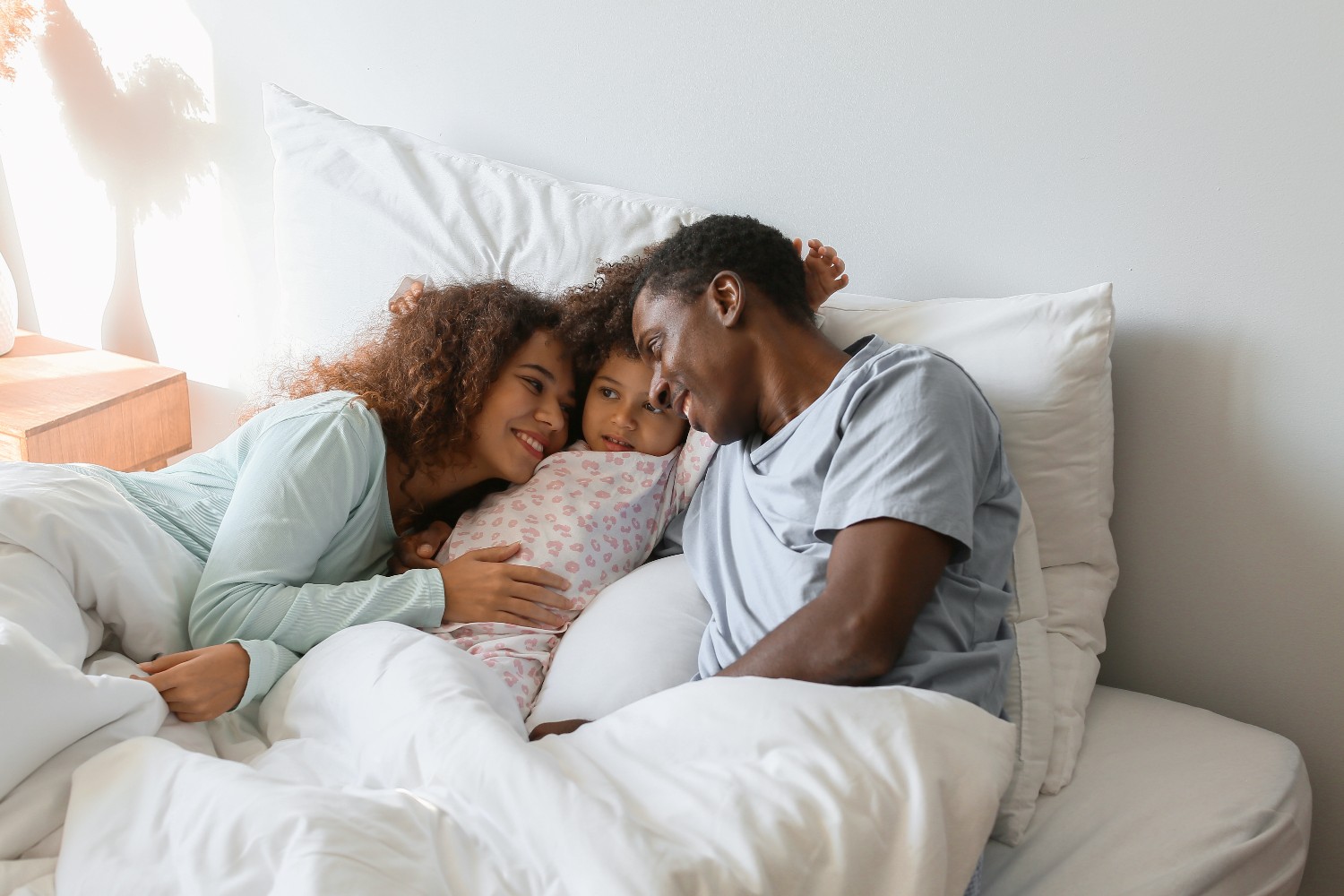 A family in bed