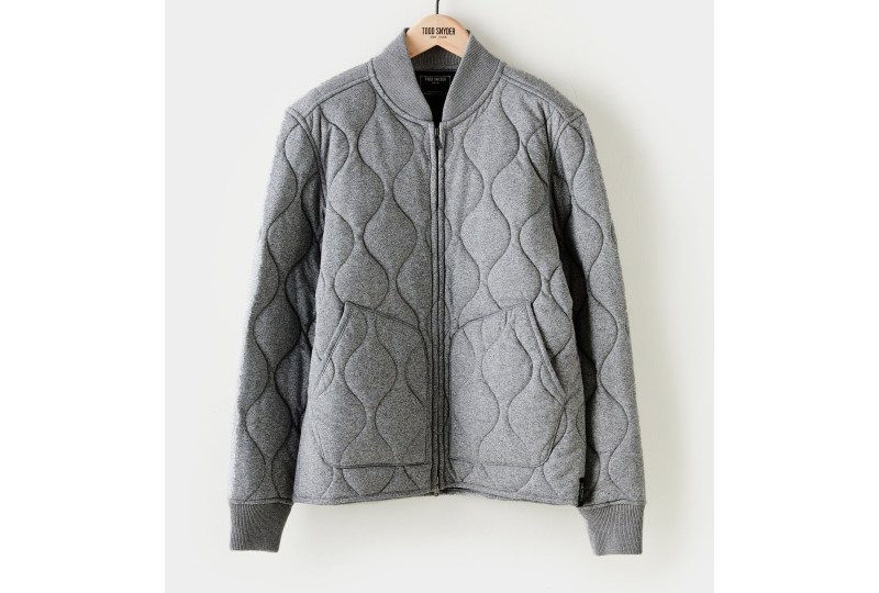 The Quilted Bomber Jacket from Todd Snyder in Salt and Pepper.