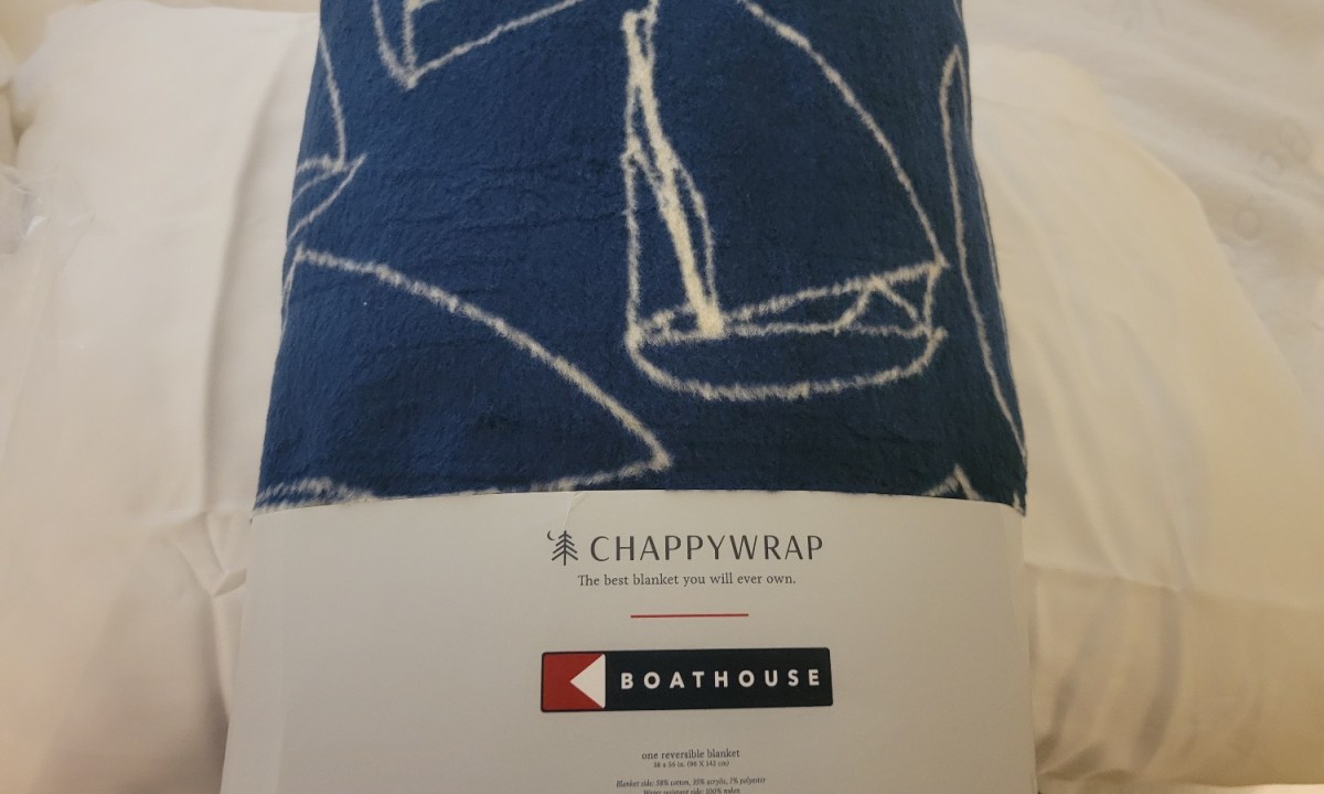 A glimpse of the ChappyWrap Water Resistant Outdoor Blanket in my home