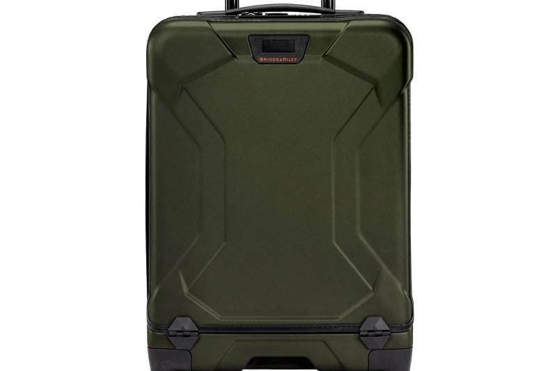 Close-up of the Briggs & Riley Turk International Carry on Spinner bag.
