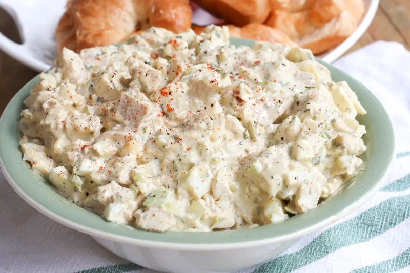 Southern-style chicken salad in a bowl