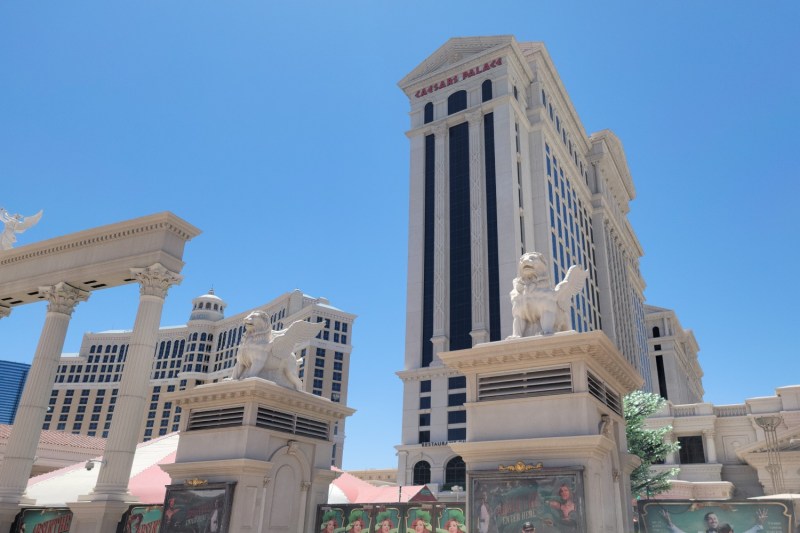 A view of Caesars Palace from outside