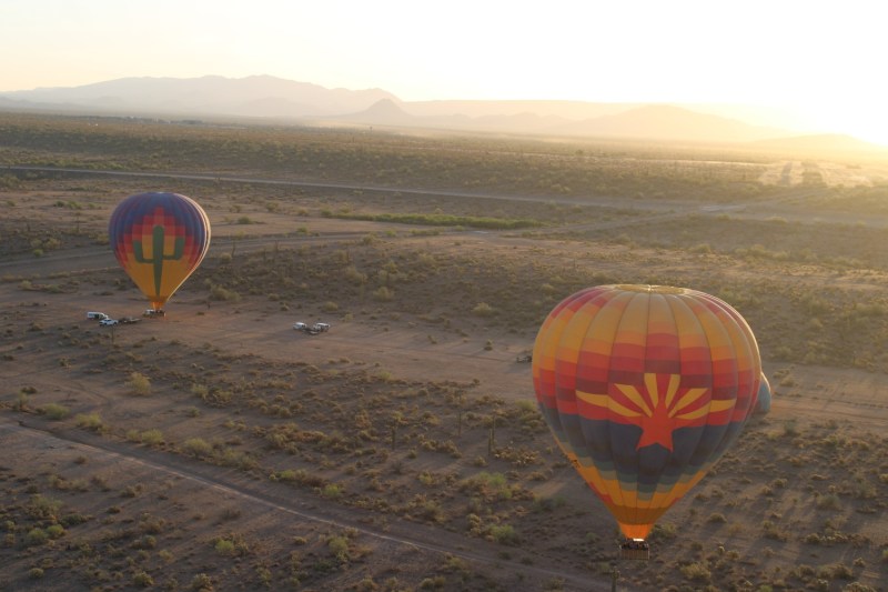 A group of Rainbow Ryders hot air balloons in Phoenix, Arizona