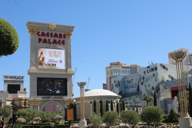 The big neon sign for Caesars Palace Las Vegas