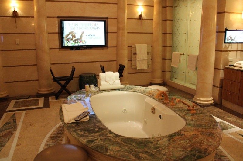 The jacuzzi tub in the master bathroom at the Chateau Villa at Caesars Palace