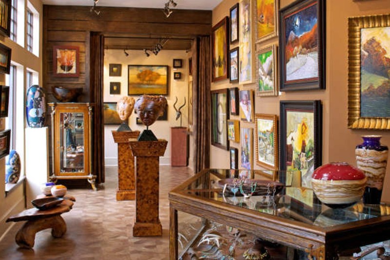 The interior of the Grand Bohemian Hotel's Asheville art gallery