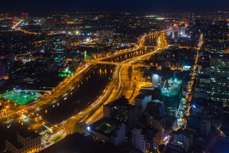 Night view of Ho Chi Minh City from Bitexco Financial Tower