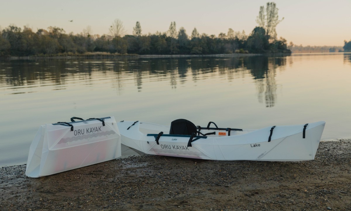 Oru Lake foldable kayak on a river