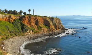 The Point Vicente Lighthouse on a cliff in Rancho Palos Verdes, California