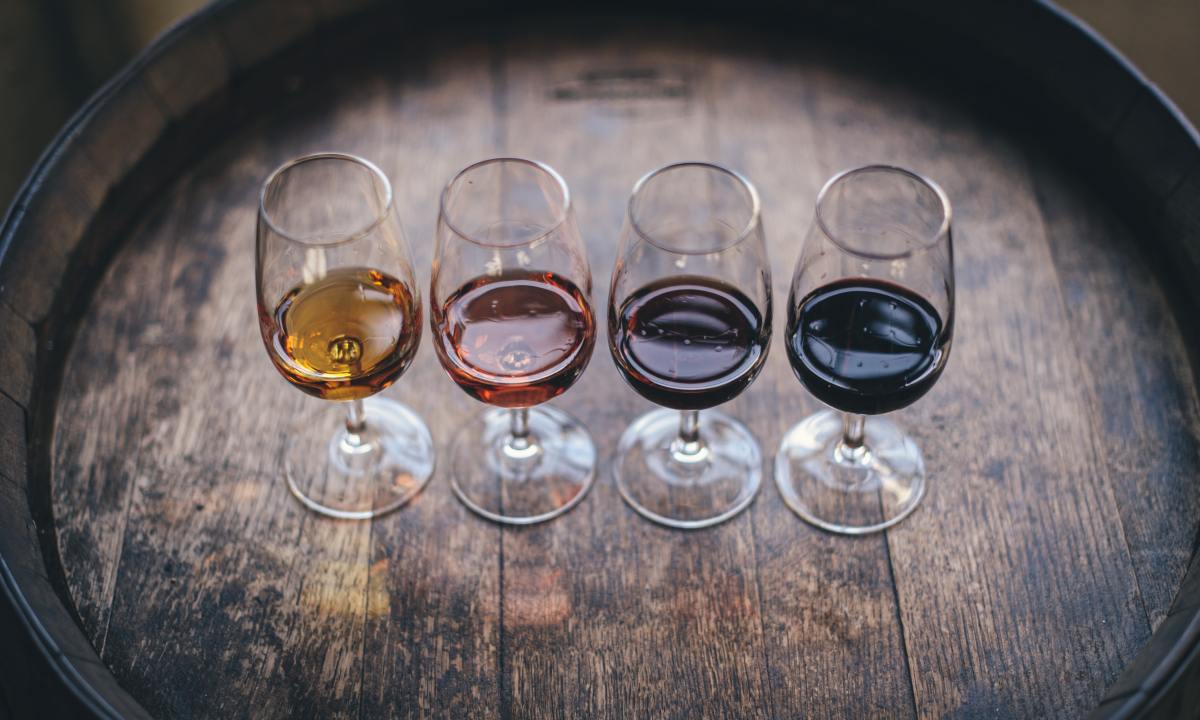 Glasses of different kinds of wine