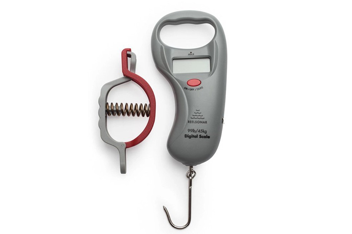 ReelSonar Fishing Scale on a white studio background.
