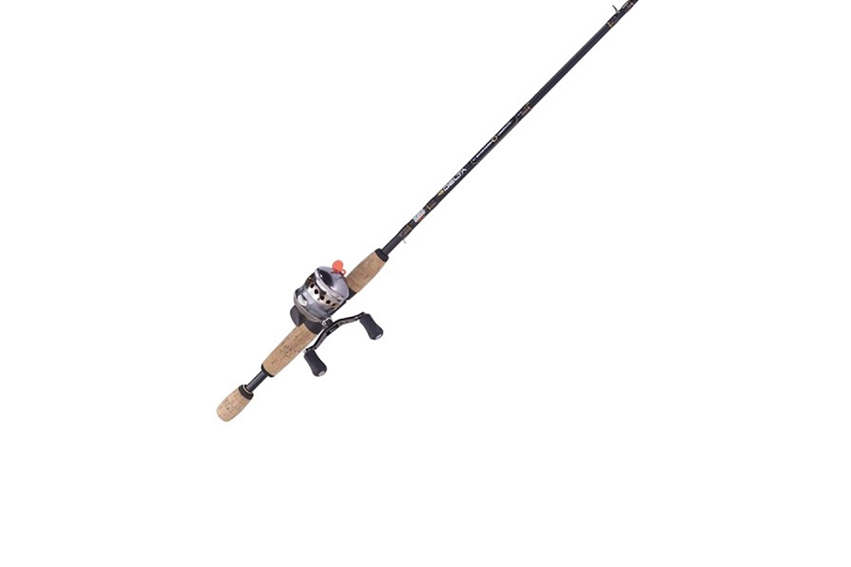Zebco Delta Spincast Combo Fishing Rod on a white studio background.