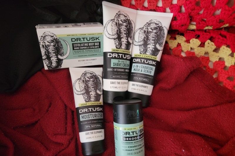 A collection of Dr. Tusk skincare and grooming products