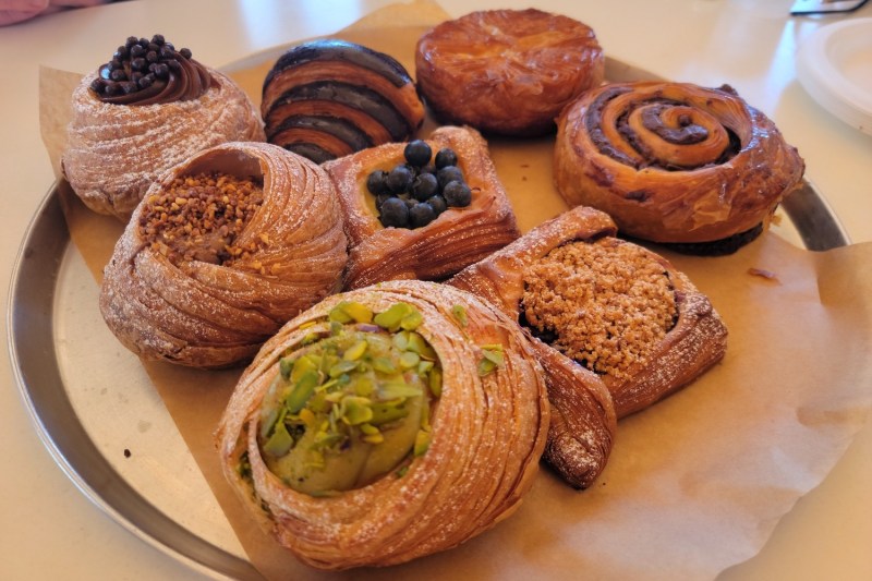 A table full of pastries at Tosha Bakery in Liman, Israel.