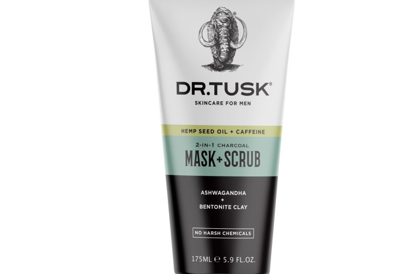 A close-up of the Dr. Tusk 2-in-1 Charcoal Mask + Scrub