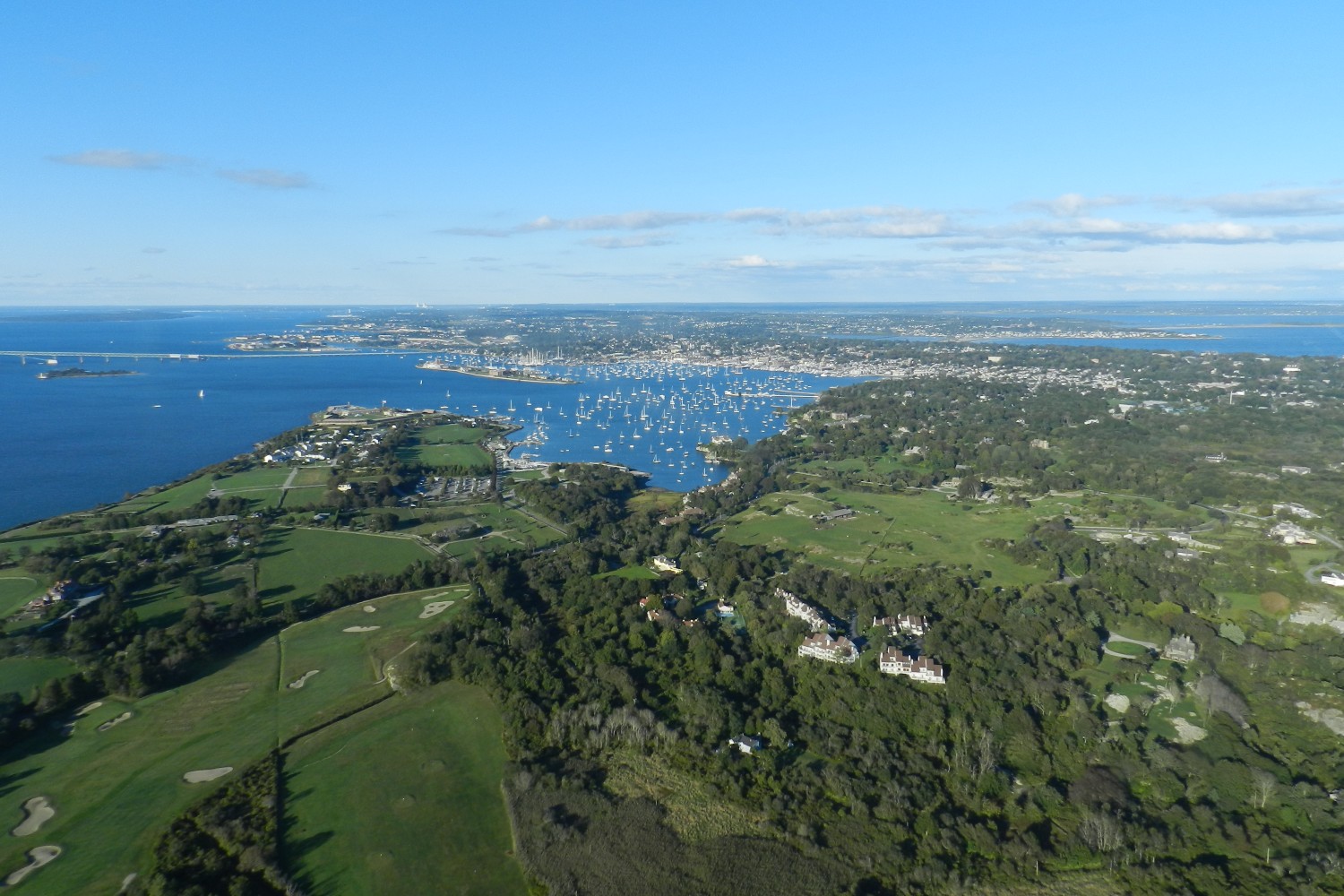 An aerial view of Newport, Rhode Island.