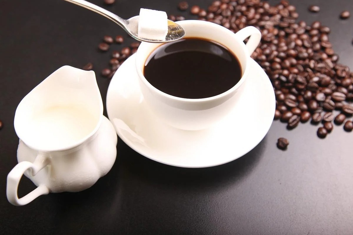 Black coffee with sugar cube