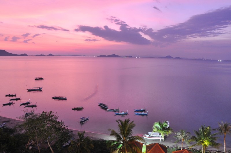 Pink sunset from Labuan Bajo, Indonesia.