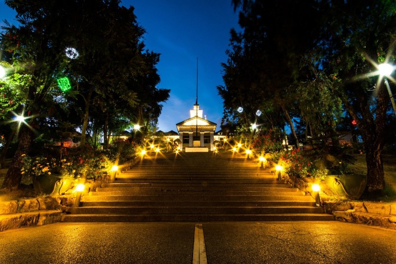 Baguio City Philippines City Hall at night.