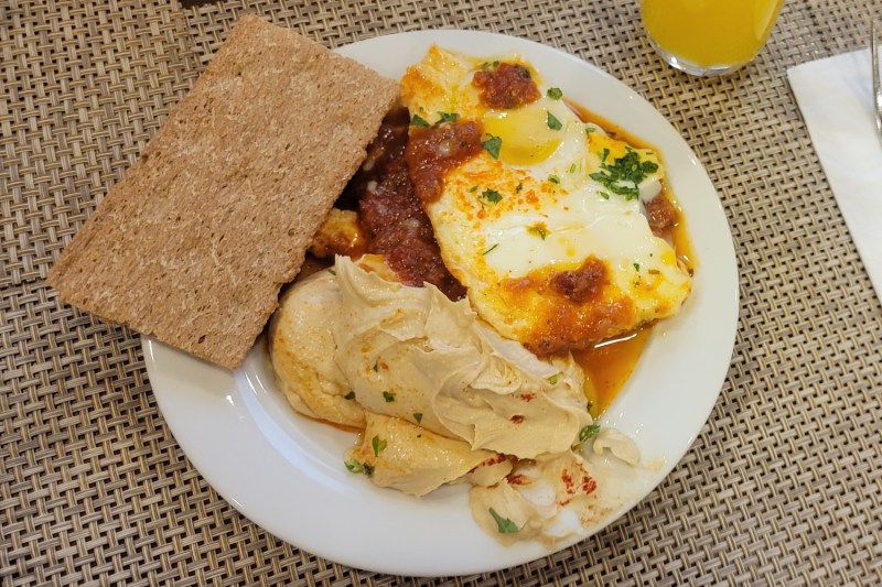 A balanced Mediterranean-style breakfast with eggs