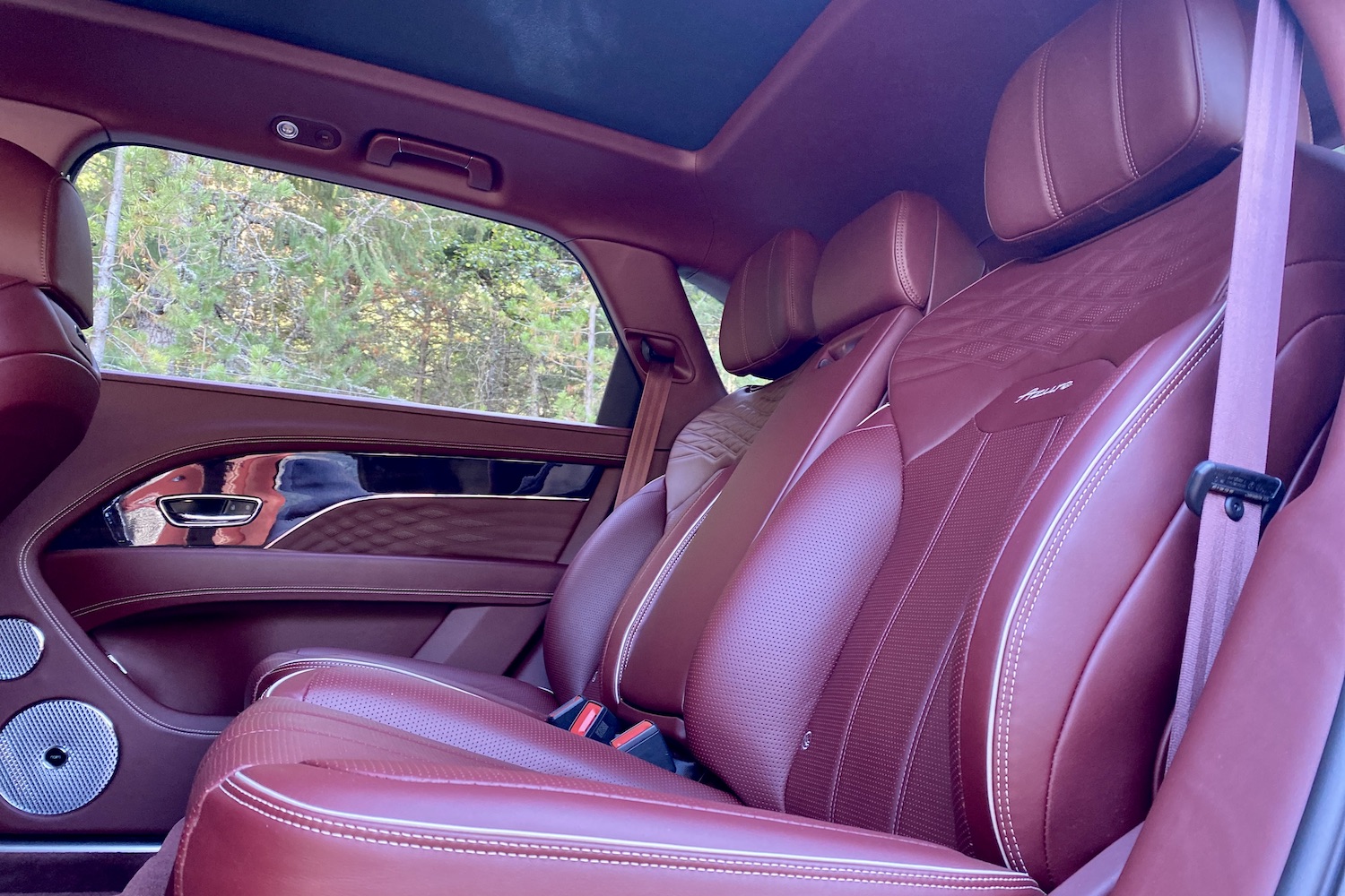 Rear seats in 2023 Bentley Bentayga EWB from driver's side outside the SUV.