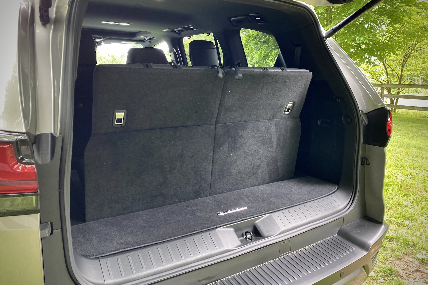 Cargo area in the 2022 Lexus LX 600 with the third row in place.