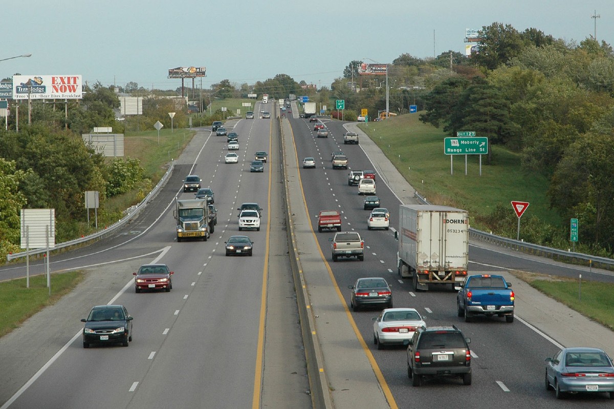 Cars on I-70 in Missouri.